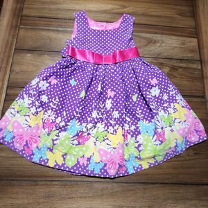 Jessica Ann Sleeveless Poke-A-Dot Dress Purple W/Pink Bow  4